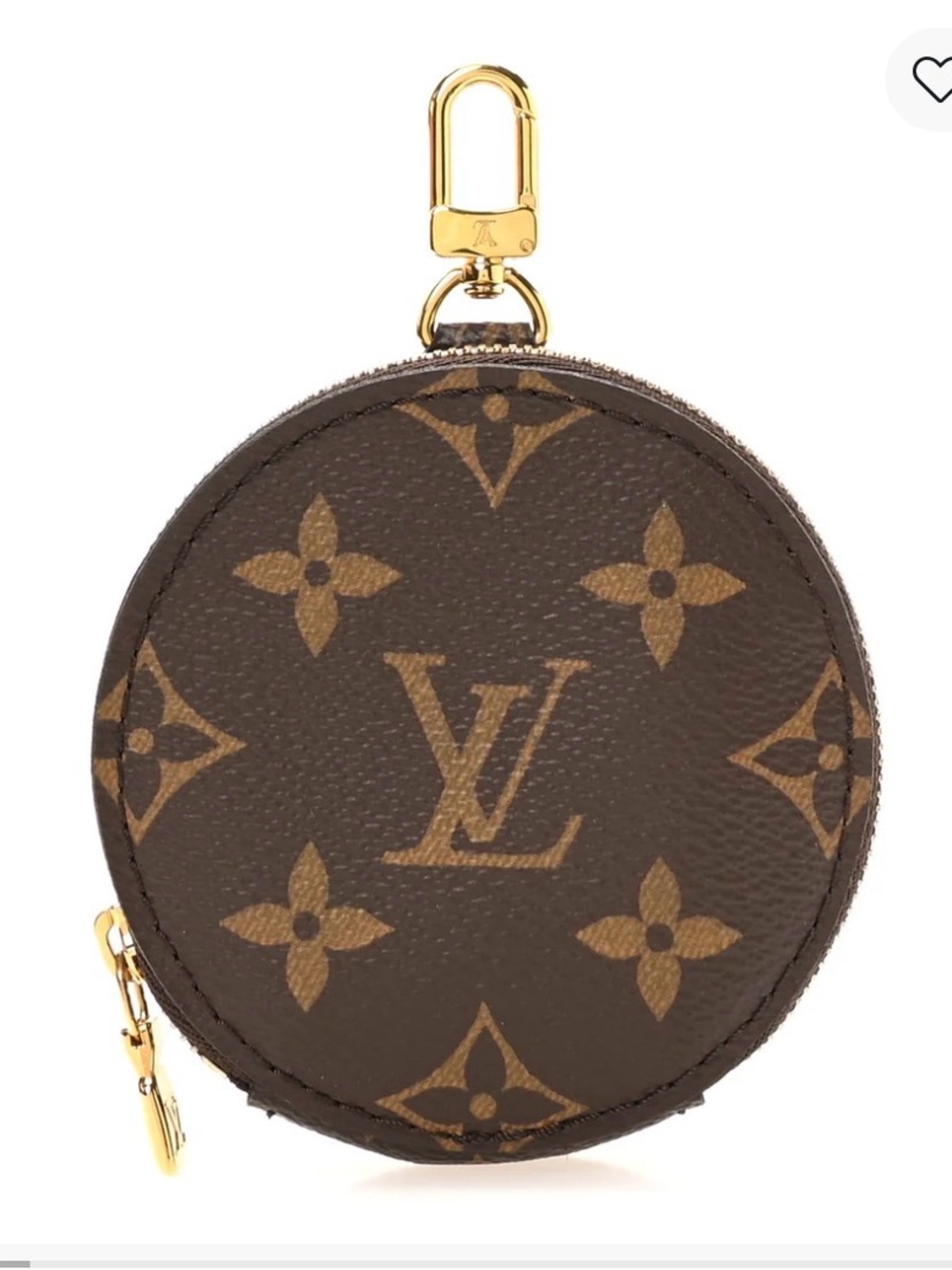 Louis Vuitton Monogram Round Coin Pouch in Brown and Tan with Gold Hardware